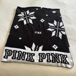 Victoria Secret PINK Cozy Fleece Blanket Black Limited Edition 2017